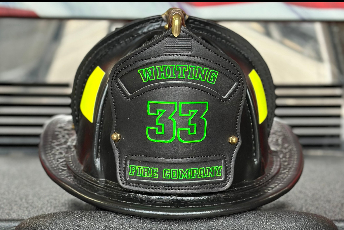 Custom Whiting 33 leather fire helmet front